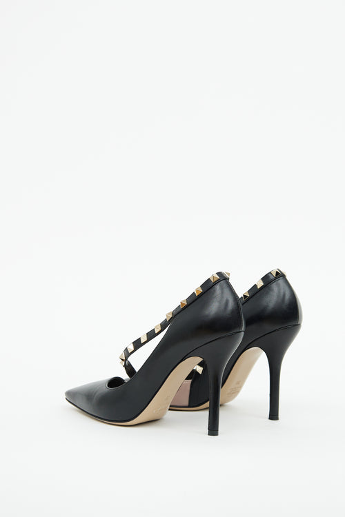 Valentino Black 
Beige Leather Rockstud Pump