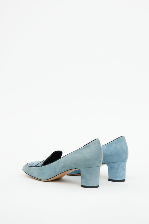 Valentino Blue Suede Heeled Loafer