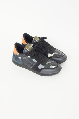 Valentino Blue 
Black Rockrunner Camo Sneaker