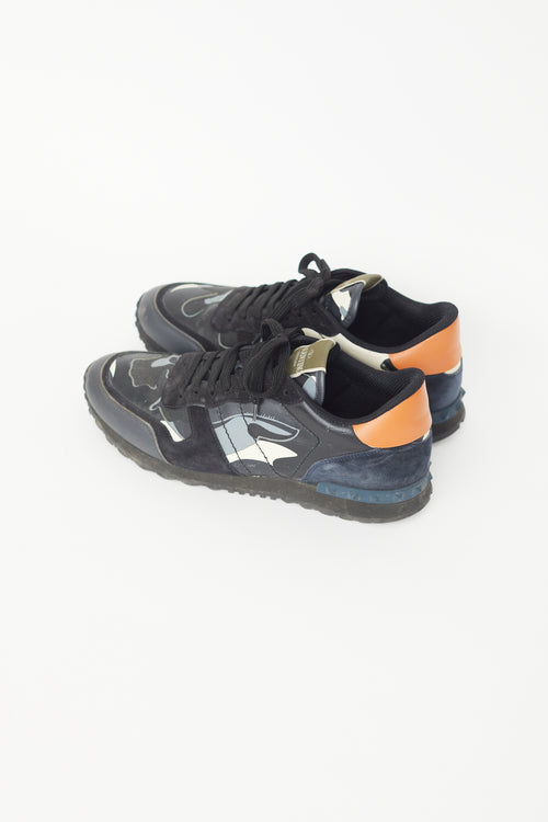 Valentino Blue 
Black Rockrunner Camo Sneaker