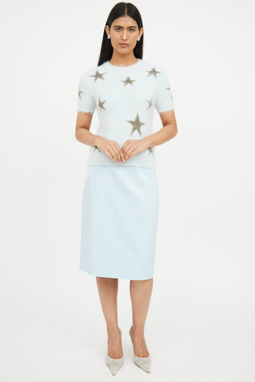 Valentino Blue Star Detail Angora Top