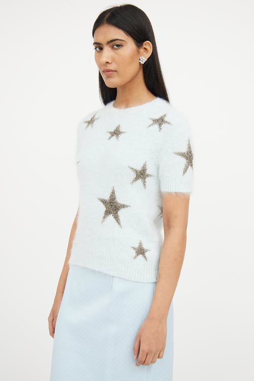 Valentino Blue Star Detail Angora Top