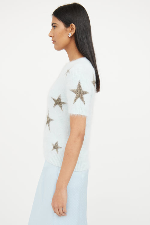 Valentino Blue Star Detail Angora Top