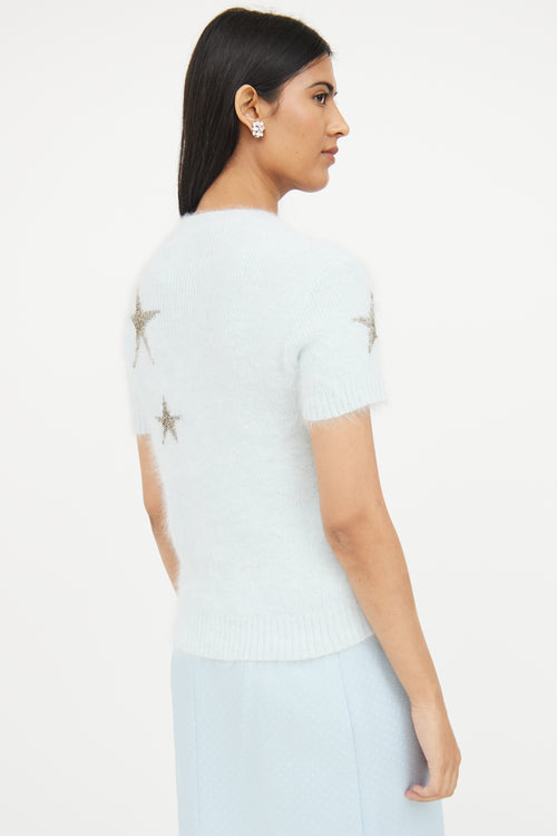 Valentino Blue Star Detail Angora Top