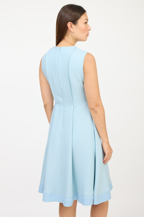 Valentino Blue Wool Pleated Dress