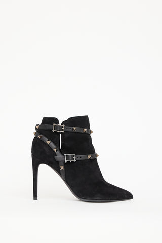 Valentino Black Suede Rockstud Stiletto Boot