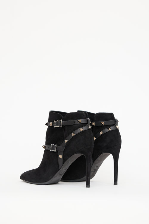 Valentino Black Suede Rockstud Stiletto Boot