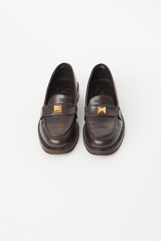 Brown 
Gold Rockstud Loafer