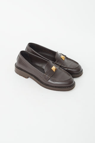 Brown 
Gold Rockstud Loafer