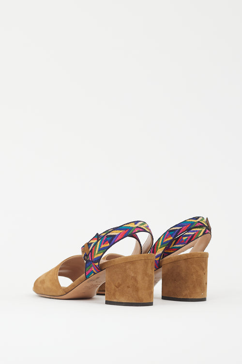 Valentino Brown 
Multicolour Embroidered Strap Heel