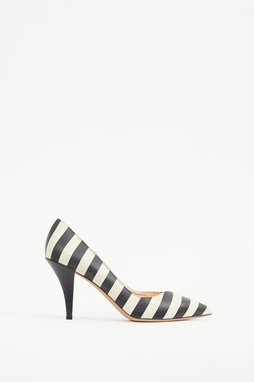 Valentino Cream 
Black Striped Pump