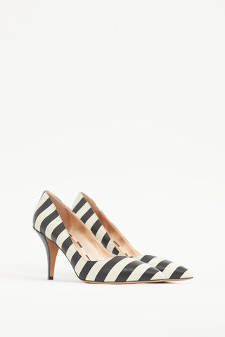 Valentino Cream 
Black Striped Pump