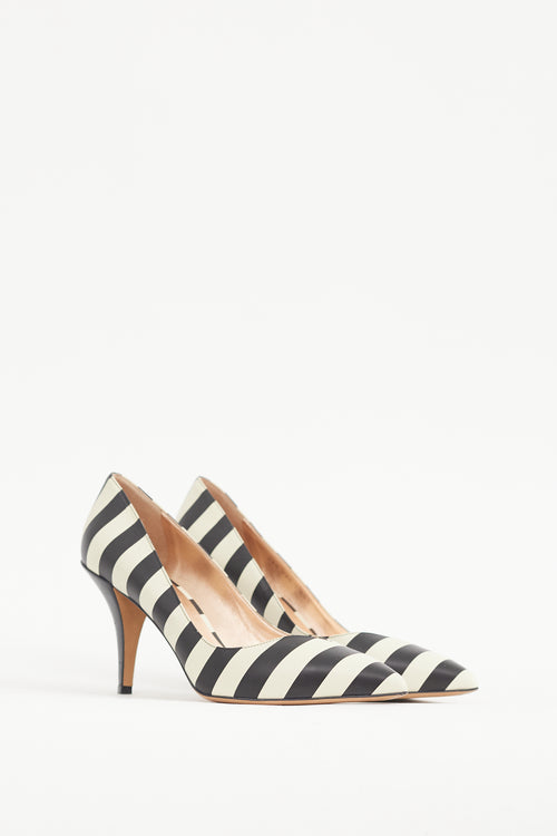 Valentino Cream 
Black Striped Pump