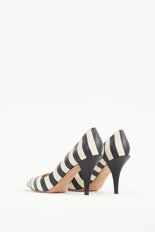 Valentino Cream 
Black Striped Pump