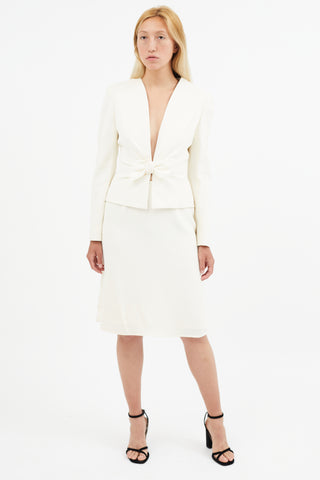 Valentino Vintage Cream Bow Skirt Suit