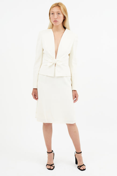 Valentino Vintage Cream Bow Skirt Suit