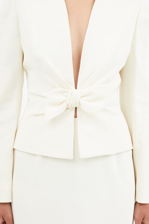 Valentino Vintage Cream Bow Skirt Suit