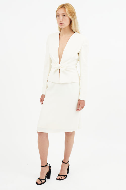 Valentino Vintage Cream Bow Skirt Suit