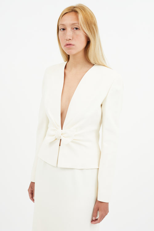 Valentino Vintage Cream Bow Skirt Suit