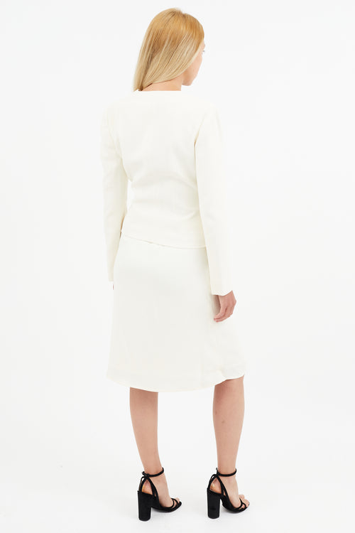 Valentino Vintage Cream Bow Skirt Suit