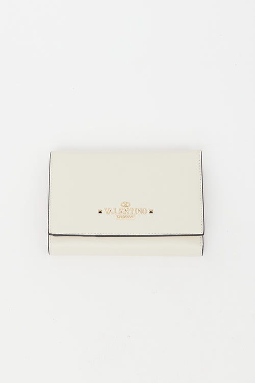 Valentino Cream Leather Trifold Wallet