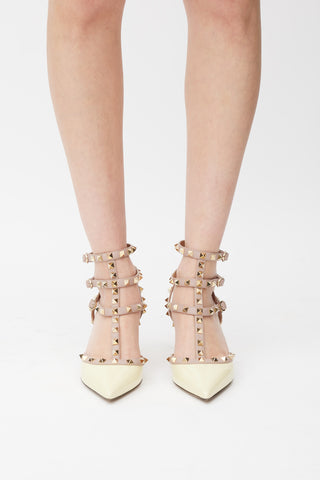 Valentino Cream 
Pink Rockstud 65 Pump