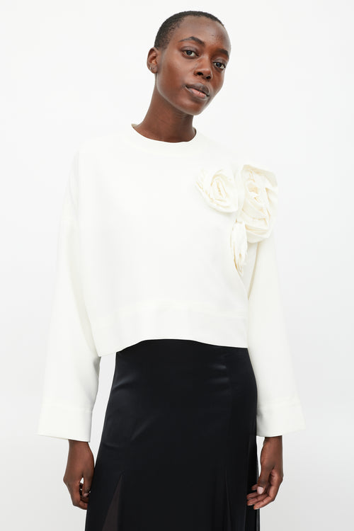 Valentino Cream Rose Appliqué Blouse