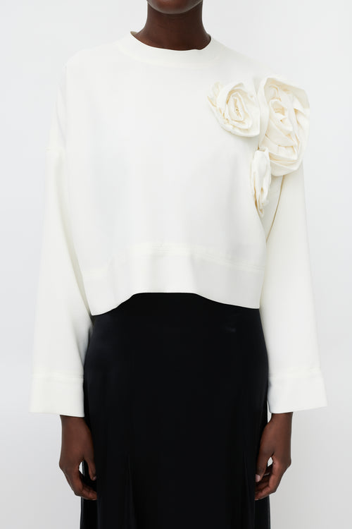 Valentino Cream Rose Appliqué Blouse