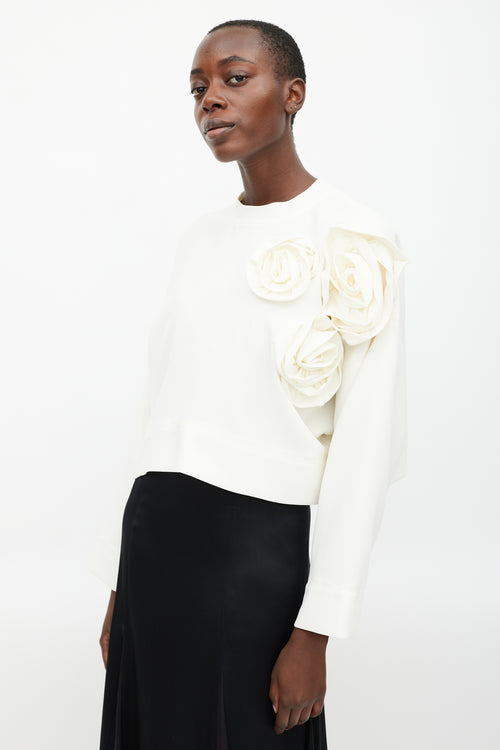 Valentino Cream Rose Appliqué Blouse