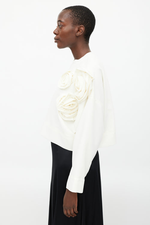 Valentino Cream Rose Appliqué Blouse