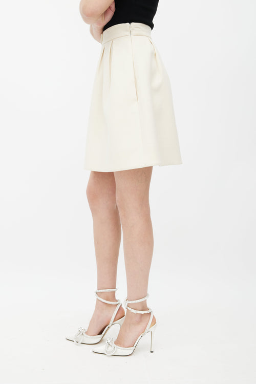 Valentino Cream Ruffled Wool Skirt