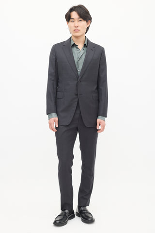 Valentino Dark Grey Wool Check Suit