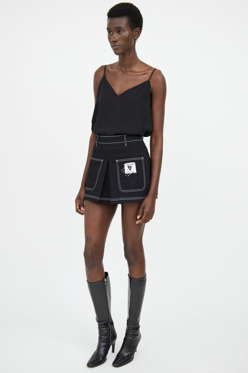 Red Valentino Black White Stitch Skort