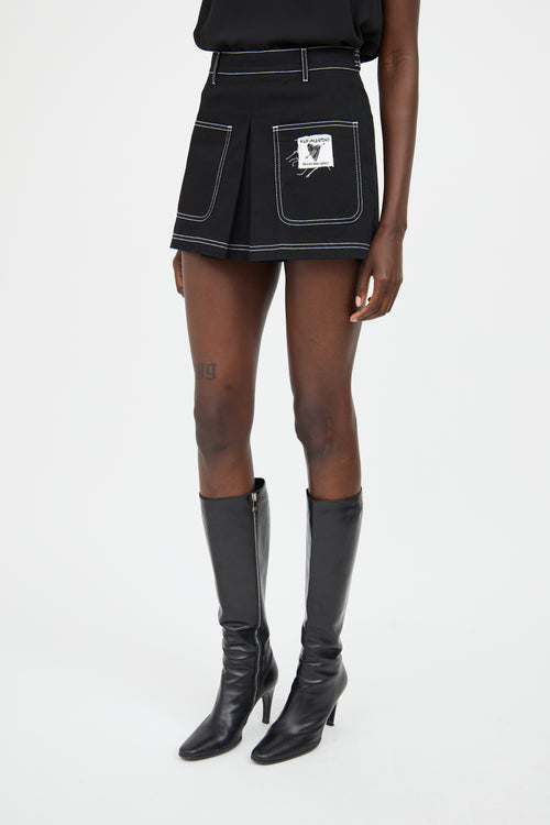 Red Valentino Black White Stitch Skort