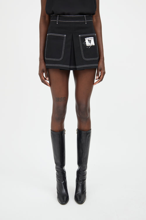 Red Valentino Black White Stitch Skort