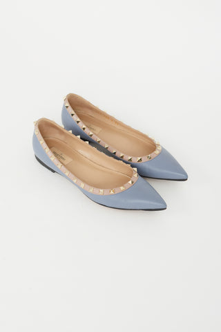 Valentino Dusty Blue Rockstud Flat