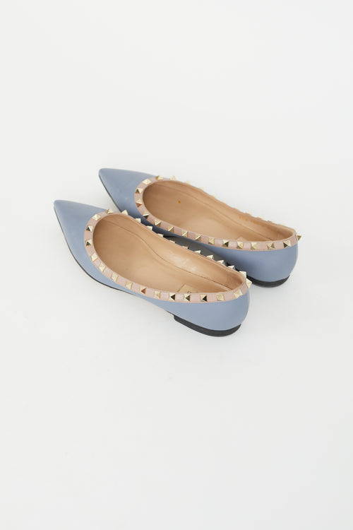 Valentino Dusty Blue Rockstud Flat