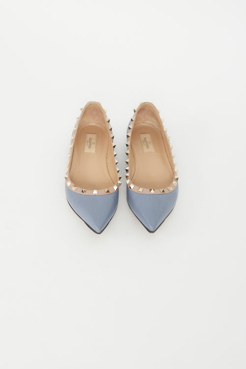 Valentino Dusty Blue Rockstud Flat