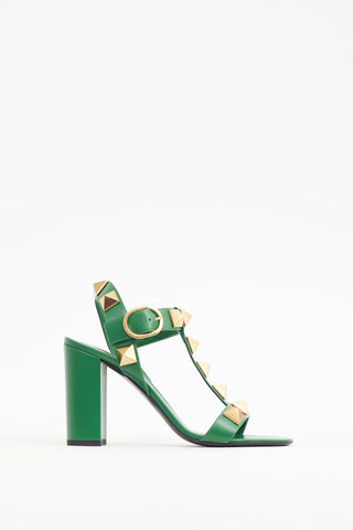 Valentino Green 
Gold Roman Rockstud Heel