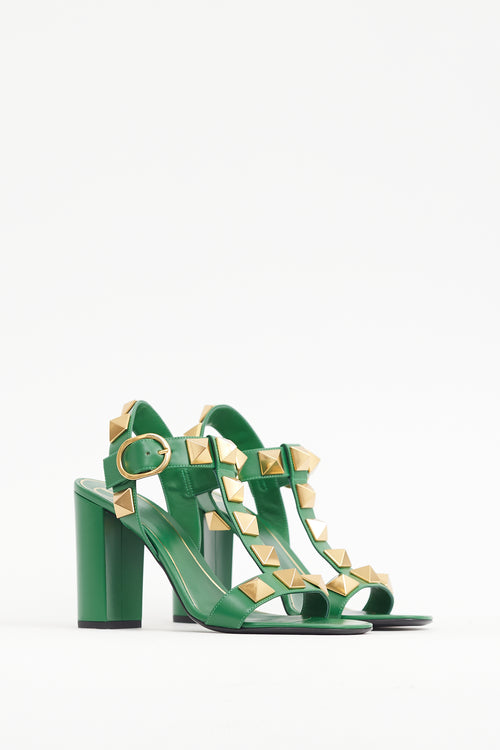 Valentino Green 
Gold Roman Rockstud Heel