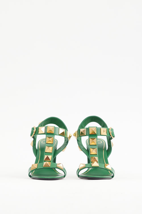 Valentino Green 
Gold Roman Rockstud Heel