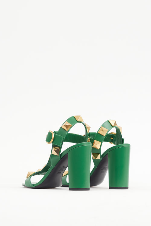 Valentino Green 
Gold Roman Rockstud Heel