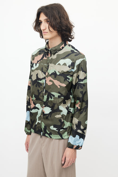 Valentino Green 
Multicolour Nylon Hooded Jacket