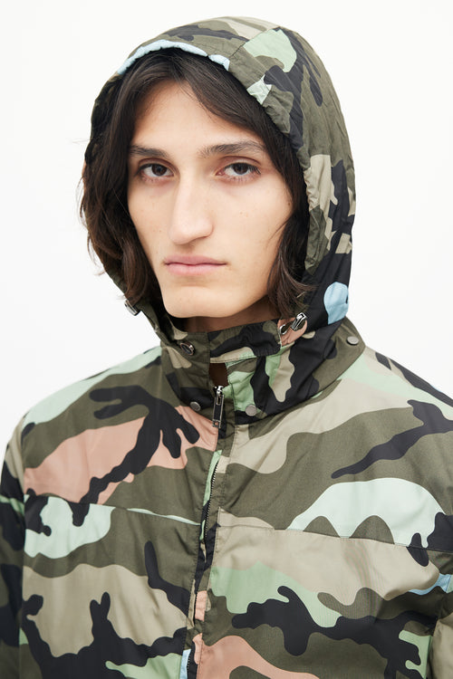 Valentino Green 
Multicolour Nylon Hooded Jacket