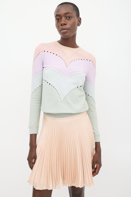 Valentino Multicolour Perforated Knit Colourblock Top