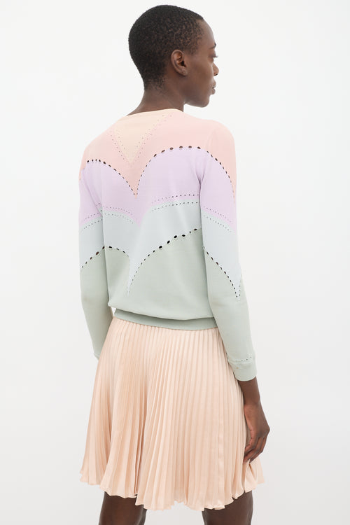 Valentino Multicolour Perforated Knit Colourblock Top