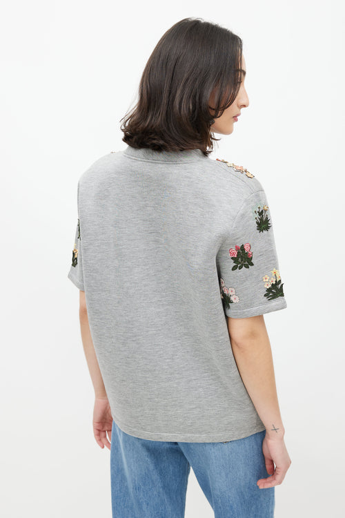 Valentino Grey 
Multicolour Floral Applique Top