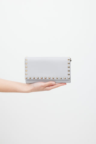 Valentino Grey 
Silver Rockstud Wallet On Chain Bag