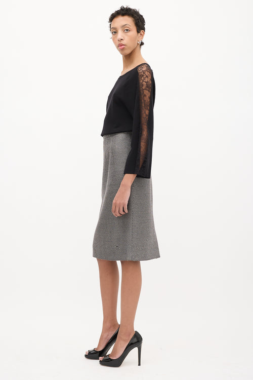 Valentino Grey Tweed Pencil Skirt