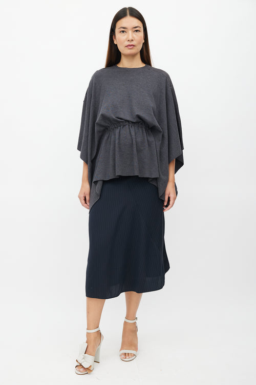 Valentino Grey Wool Cape Top